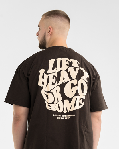 T-SHIRT "LIFT HEAVY" - BROWN