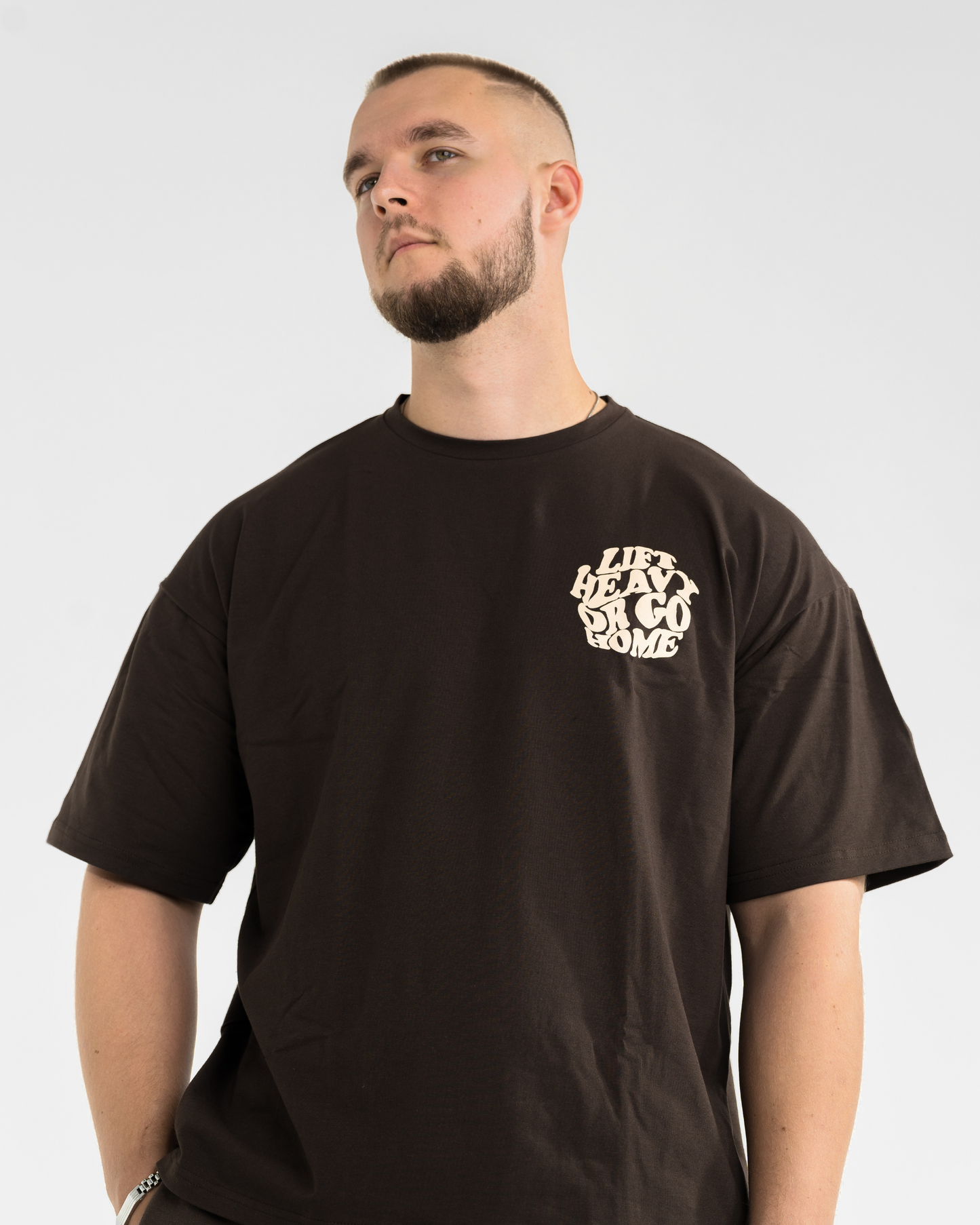 T-SHIRT "LIFT HEAVY" - BROWN