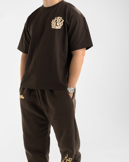 T-SHIRT "LIFT HEAVY" - BROWN